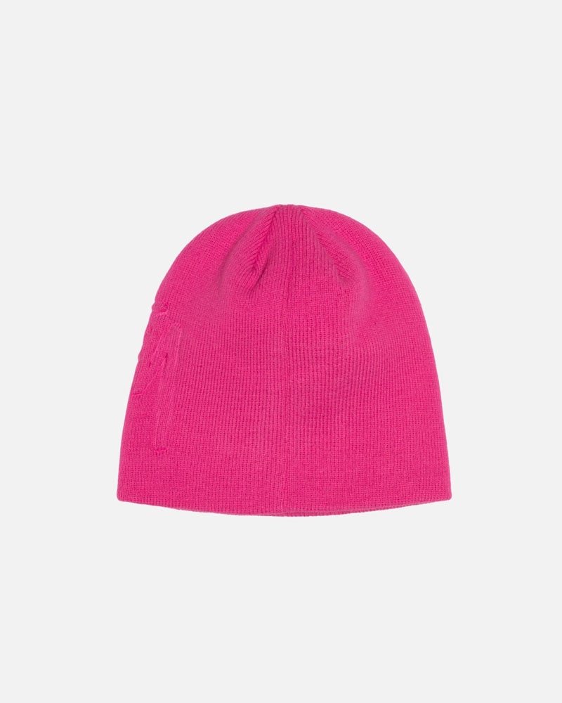 Pink Stüssy Skullcap Embossed Smooth Stock Beanie | USA BAFLDU201