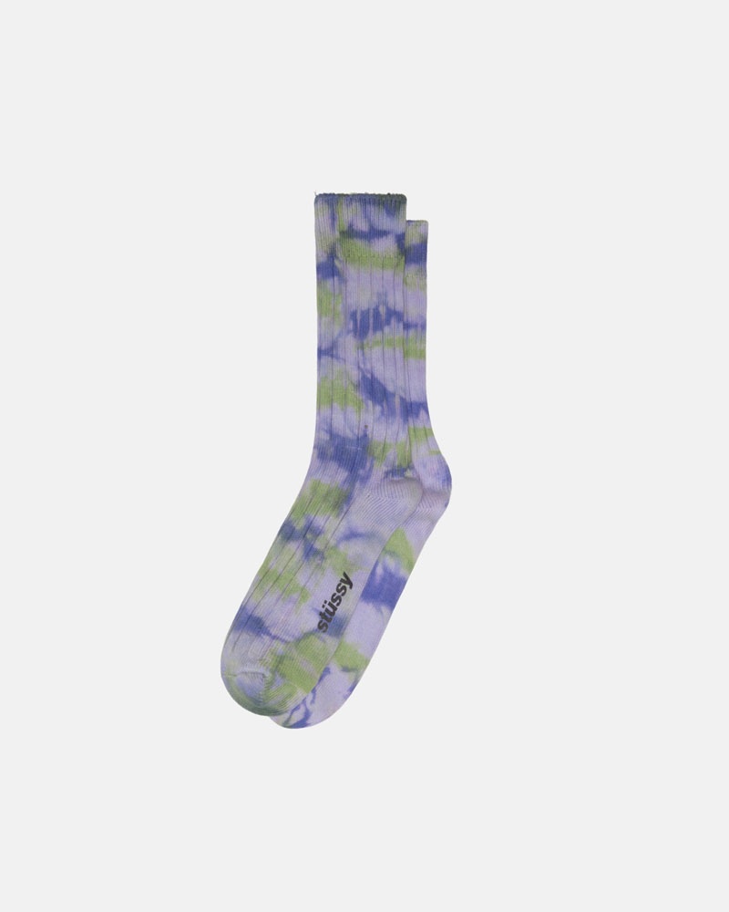 Purple Green Stüssy Multi Dyed Ribbed Socks | USA OSJZQK473