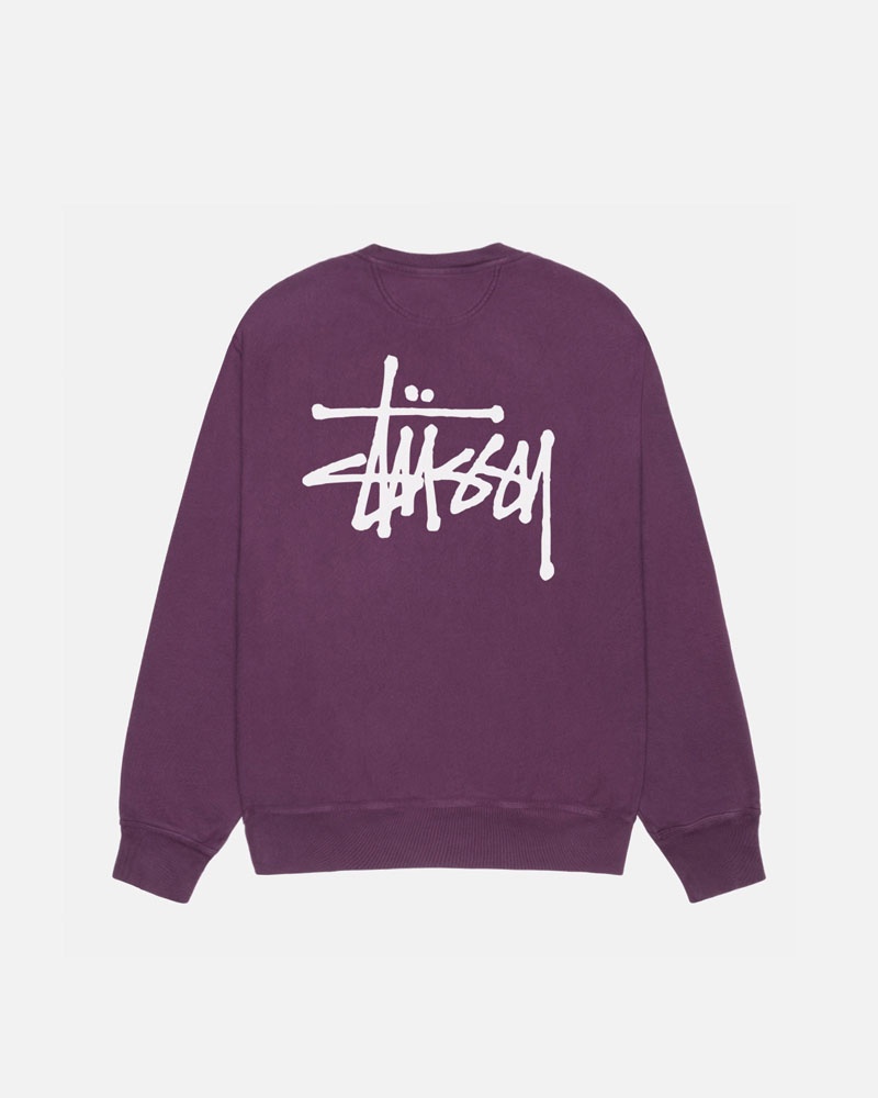 Purple Stüssy Basic Crew Pigment Dyed Sweatshirt | USA DFOMQI927