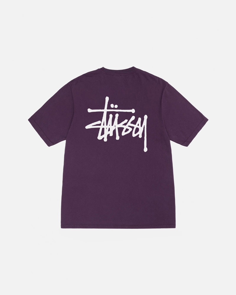 Purple Stüssy Basic Pigment Dyed T-Shirts | USA KAGHRS397