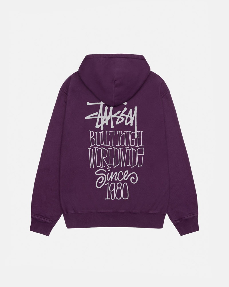 Purple Stüssy Built Tough Pigment Dyed Hoodie | USA BKQELI021