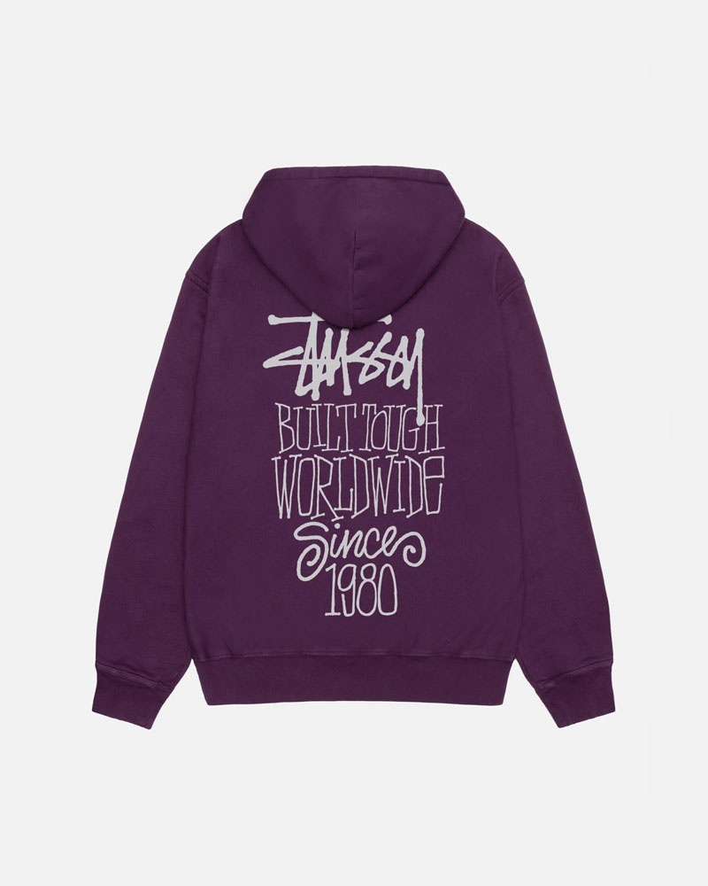 Purple Stüssy Built Tough Pigment Dyed Hoodie | USA FMALJS260