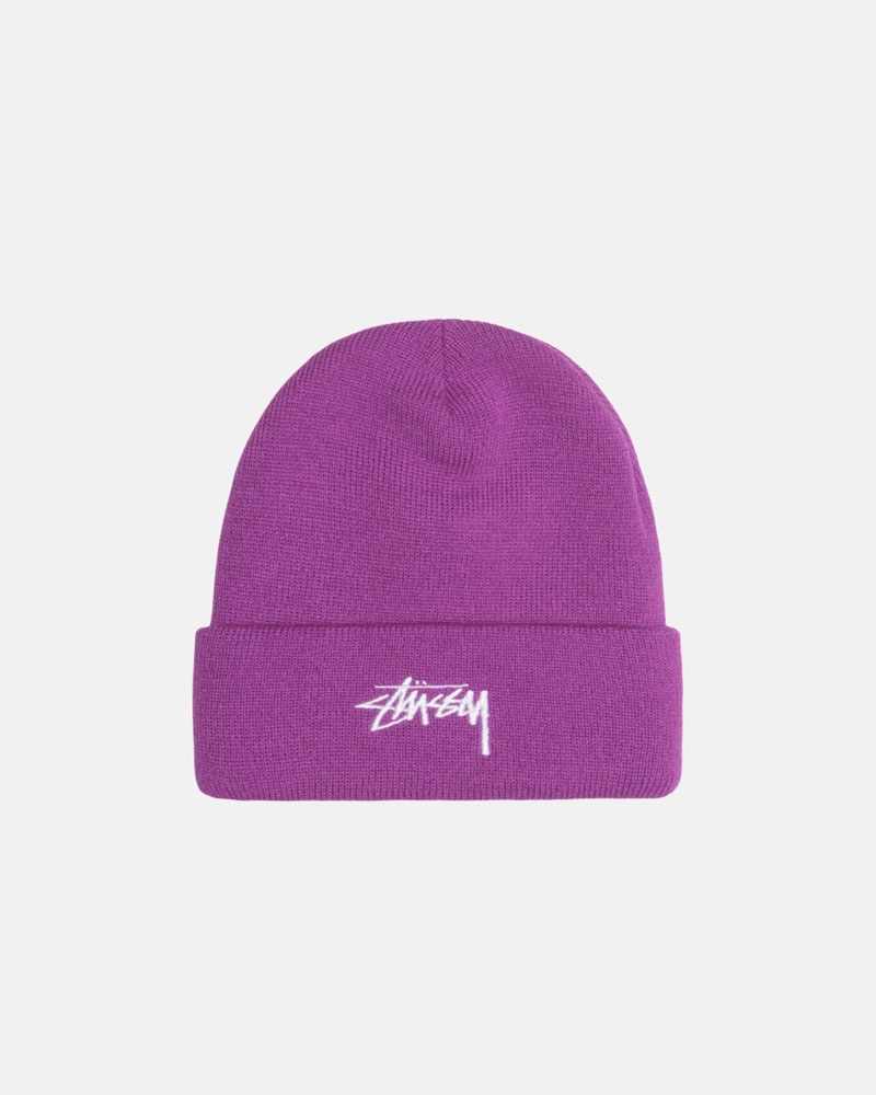 Purple Stüssy Cuff Stock Beanie | USA GFMVCT257