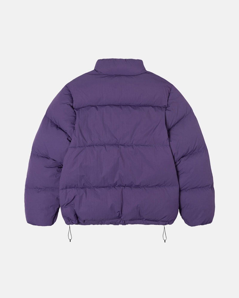 Purple Stüssy Down Puffer Nylon Jacket | USA JDLBXG347