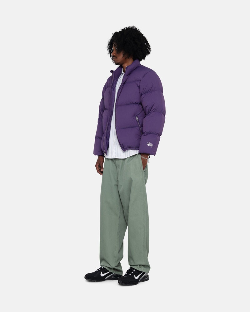 Purple Stüssy Down Puffer Nylon Jacket | USA JDLBXG347