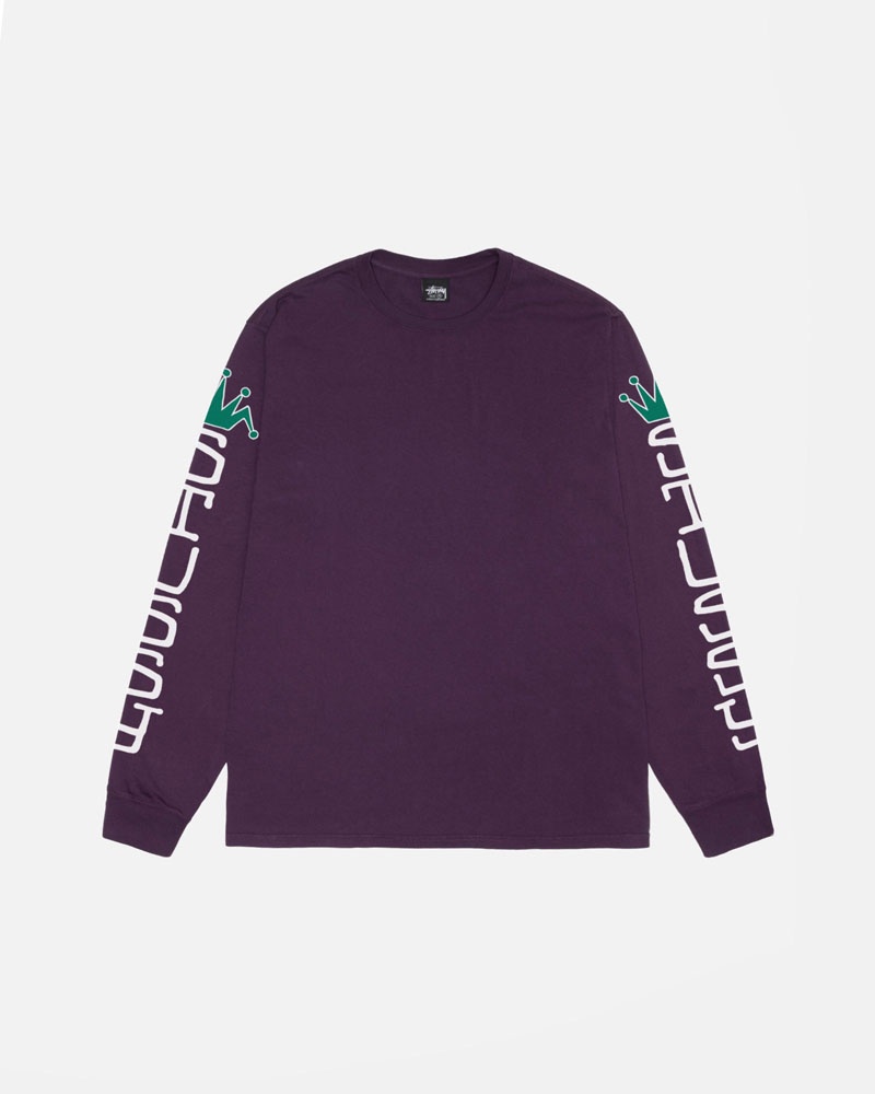 Purple Stüssy Jumbo LS Pigment Dyed T-Shirts | USA BPZVGL956