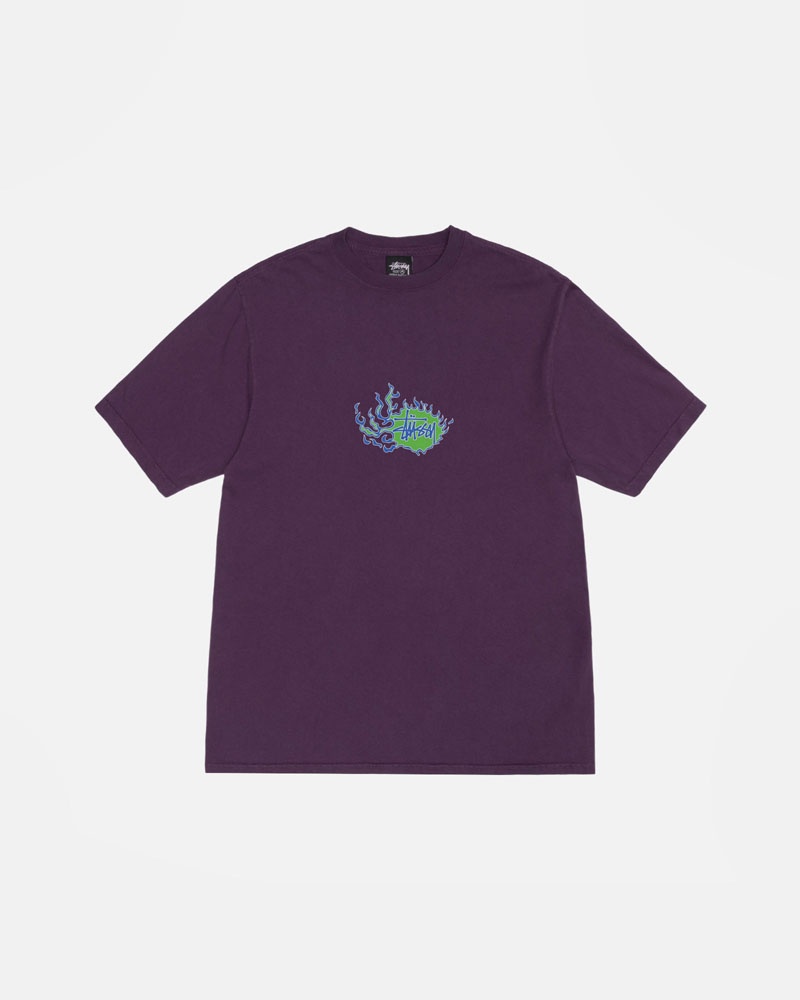 Purple Stüssy Mosaic Dragon Pigment Dyed T-Shirts | USA NUVBEG258