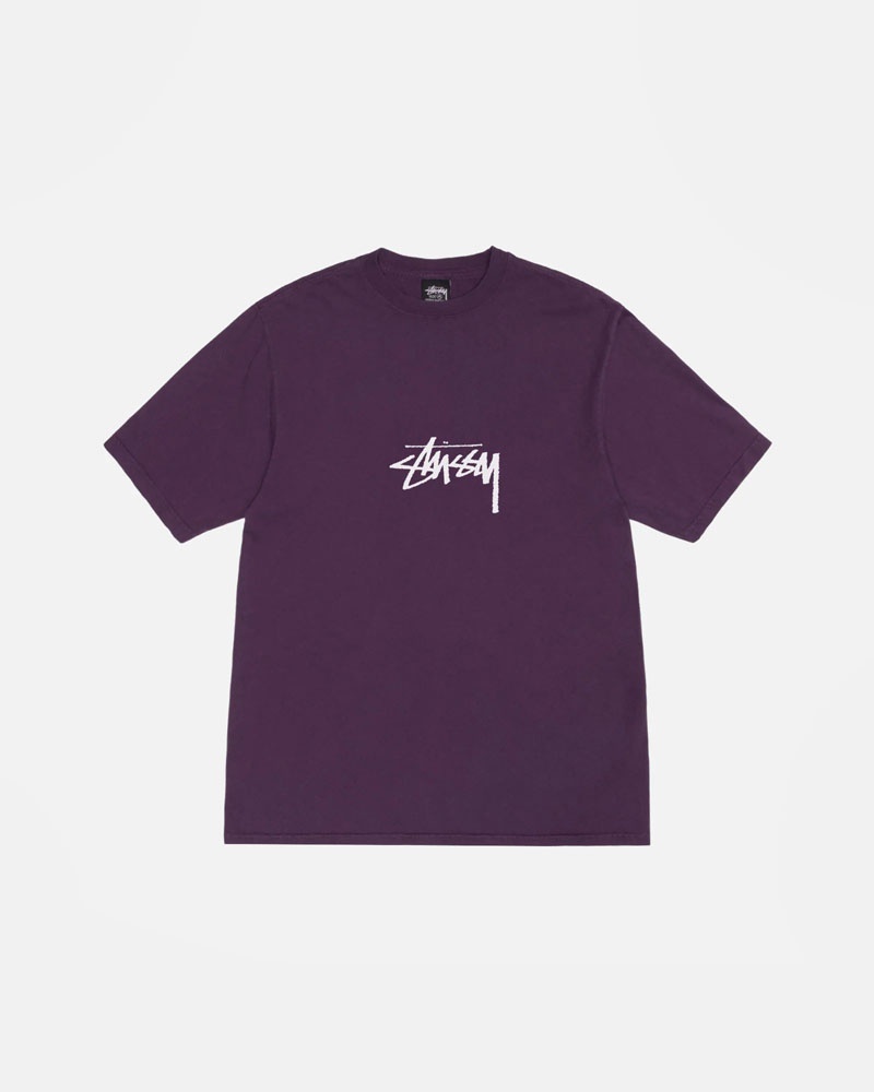 Purple Stüssy Small Stock Pigment Dyed T-Shirts | USA XUCPGJ593