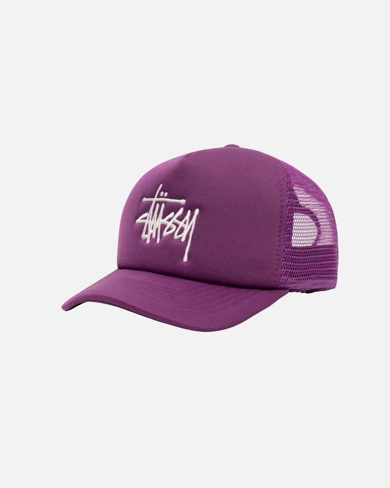 Purple Stüssy Trucker Big Basic Snapback Caps | USA NKIUOJ102