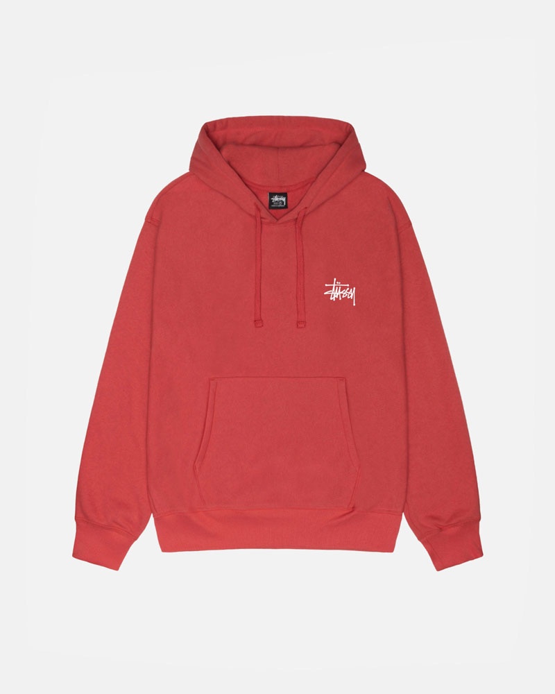 Red Stüssy Basic Hoodie | USA VOJTEI976