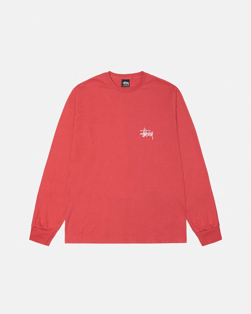 Red Stüssy Basic LS T-Shirts | USA EGODTZ092