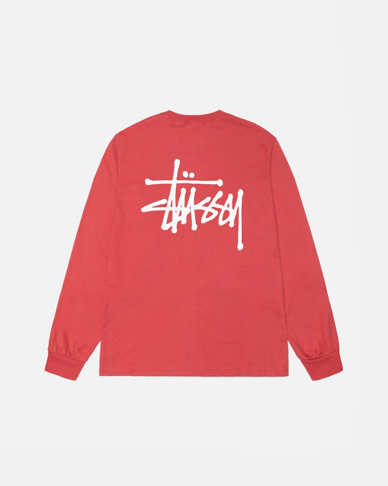 Red Stüssy Basic LS T-Shirts | USA EGODTZ092