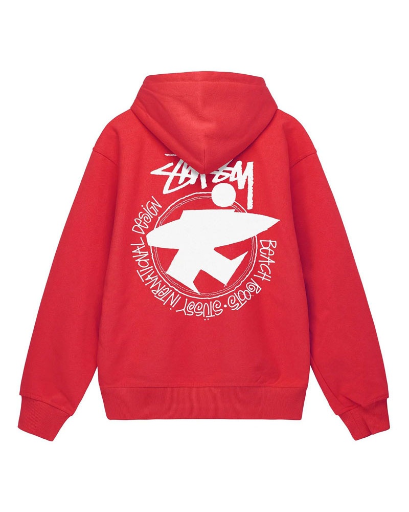 Red Stüssy Beach Roots Hoodie | USA BSNQIT253