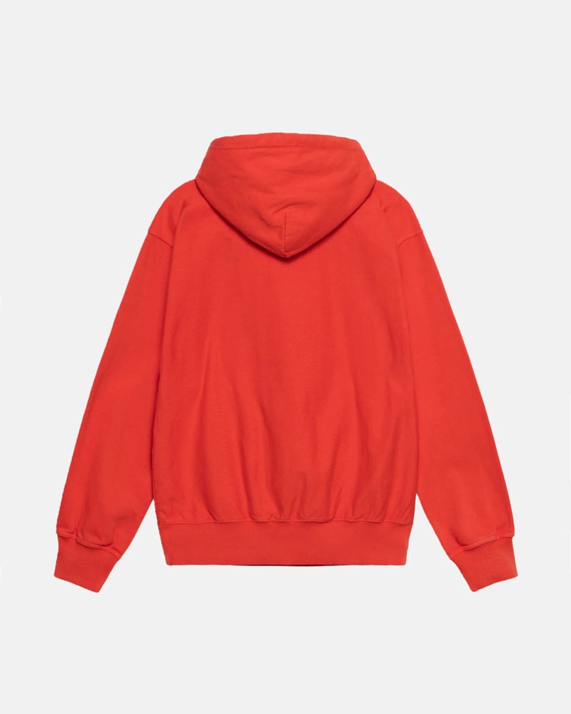 Red Stüssy Block Sport Pigment Dyed Hoodie | USA LMNDXR762