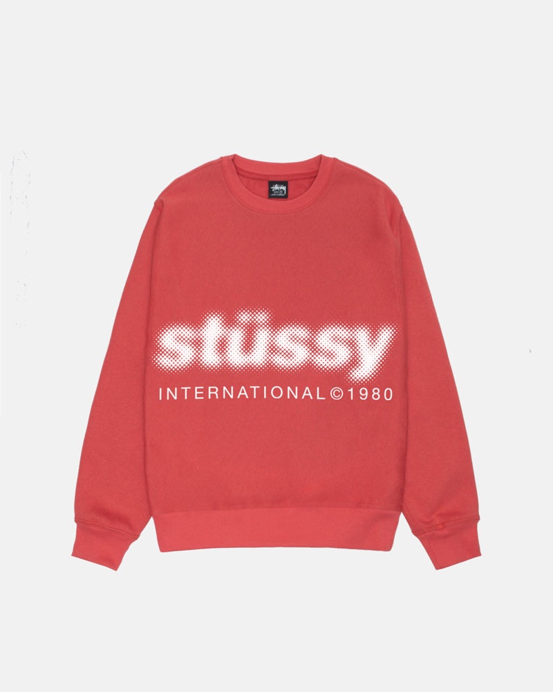 Red Stüssy Blur Crew Sweatshirt | USA JEUMKY321