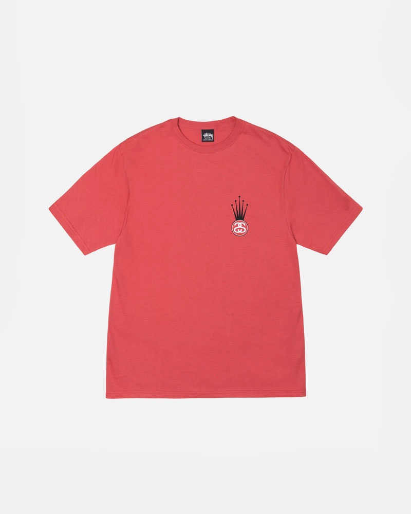 Red Stüssy Crown Link T-Shirts | USA FXSLDZ930