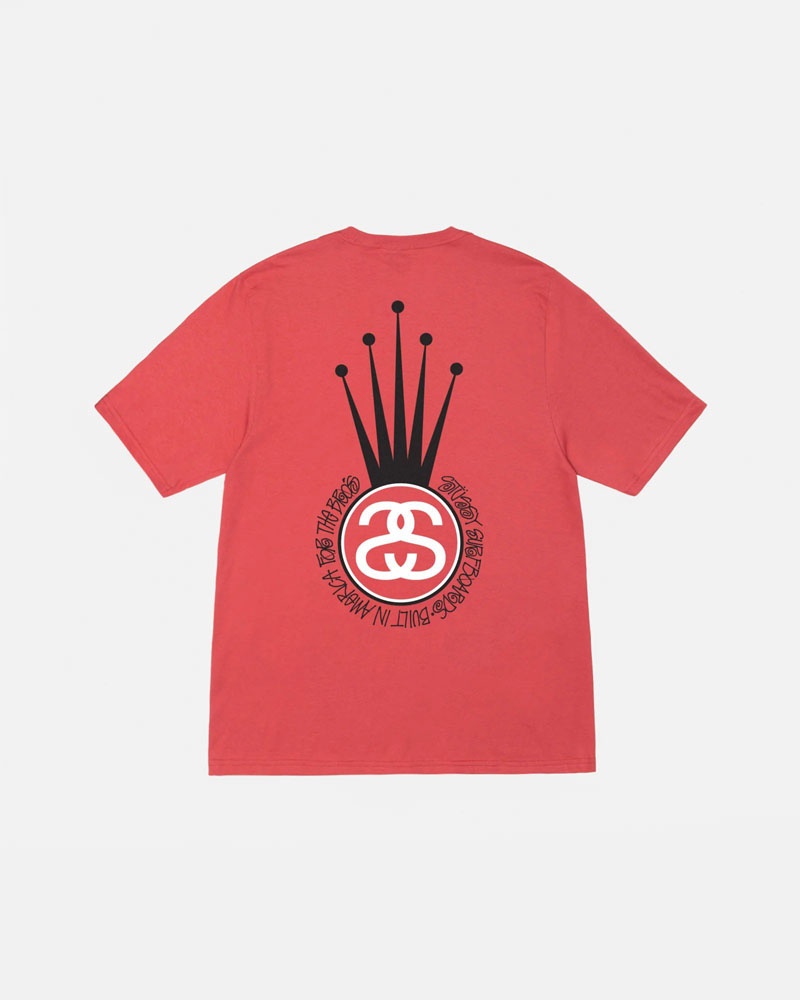 Red Stüssy Crown Link T-Shirts | USA FXSLDZ930