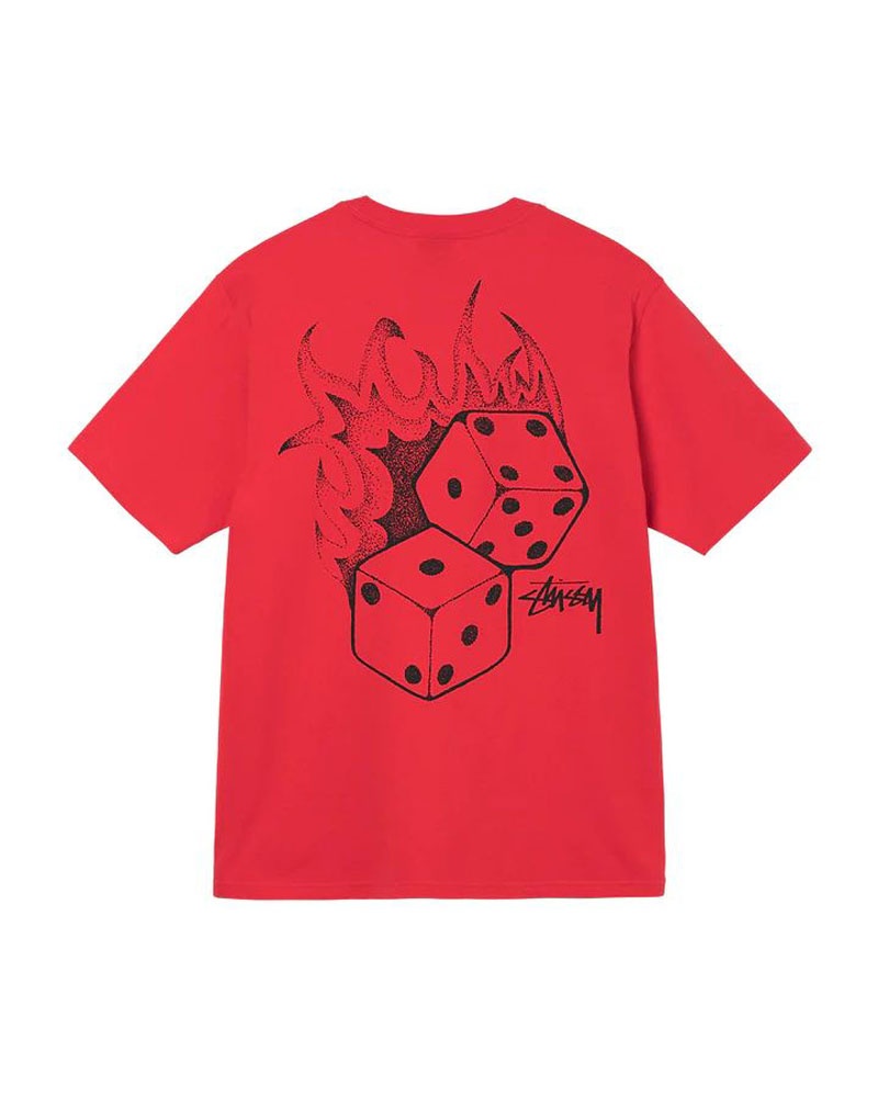 Red Stüssy Fire Dice T-Shirts | USA BJIULE269