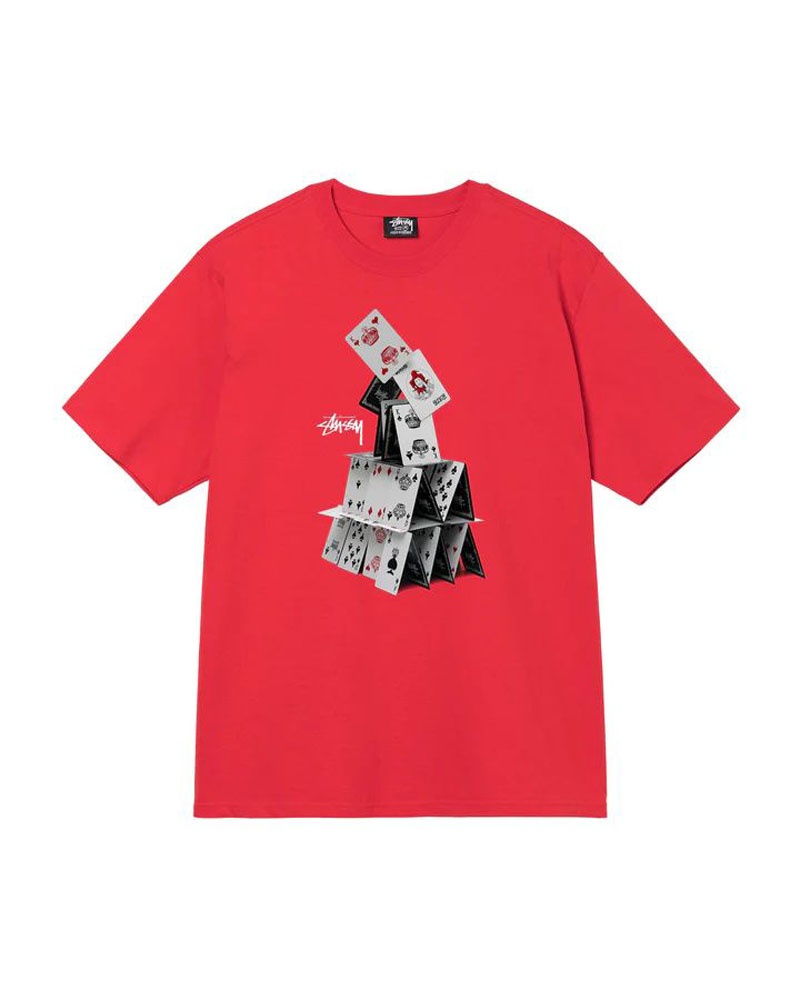 Red Stüssy House Of Cards T-Shirts | USA VBDKZM530