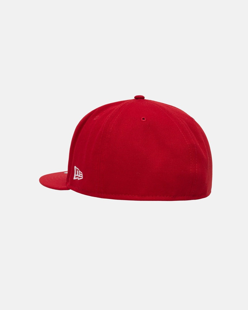 Red Stüssy New Era 59Fifty Curly S Caps | USA AXYZHN019