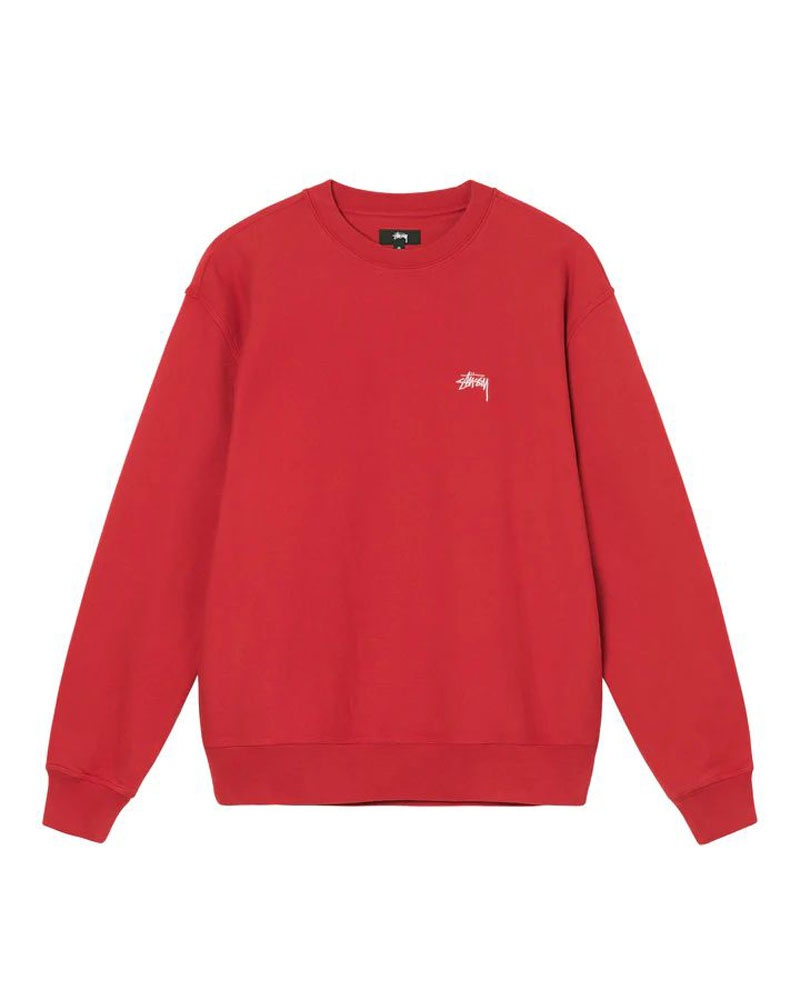 Red Stüssy Overdyed Stock Logo Crew Sweatshirt | USA LPXBSQ149