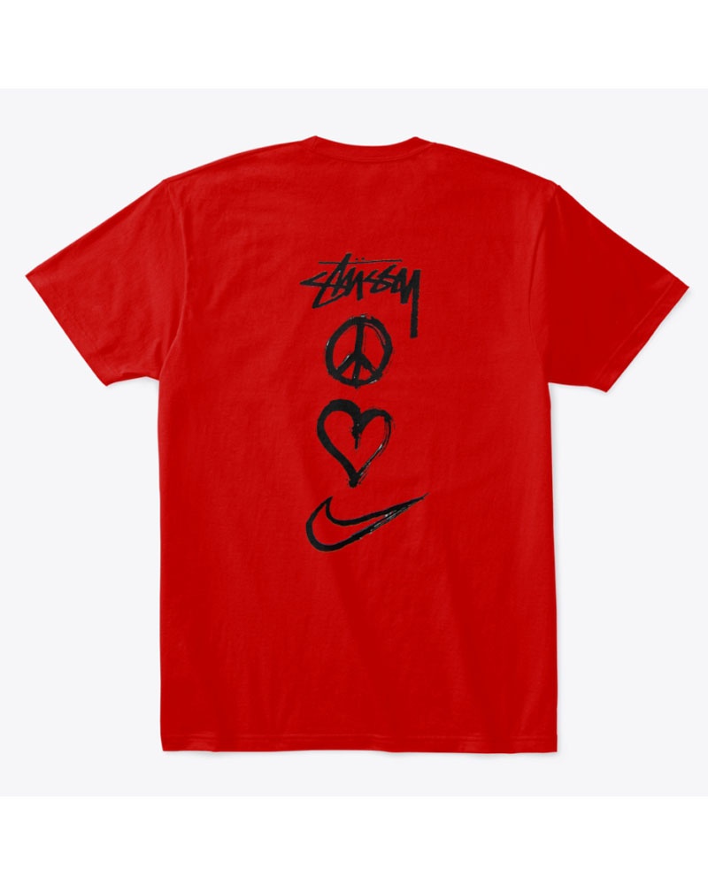 Red Stüssy X NK Peace, Love, Swoosh T-Shirts | USA LACHNV128