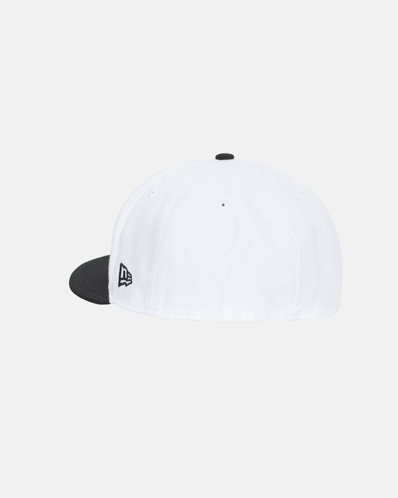 White Black Stüssy New Era 59Fifty Curly S Caps | USA COFHZD326