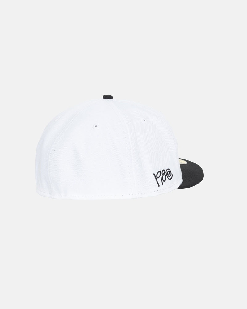 White Black Stüssy New Era 59Fifty Curly S Caps | USA COFHZD326