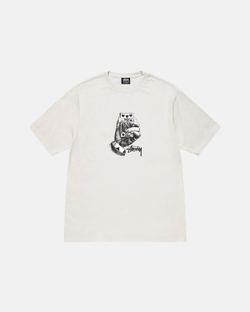 White Stüssy All Bets Off Pigment Dyed T-Shirts | USA KHMPLX190