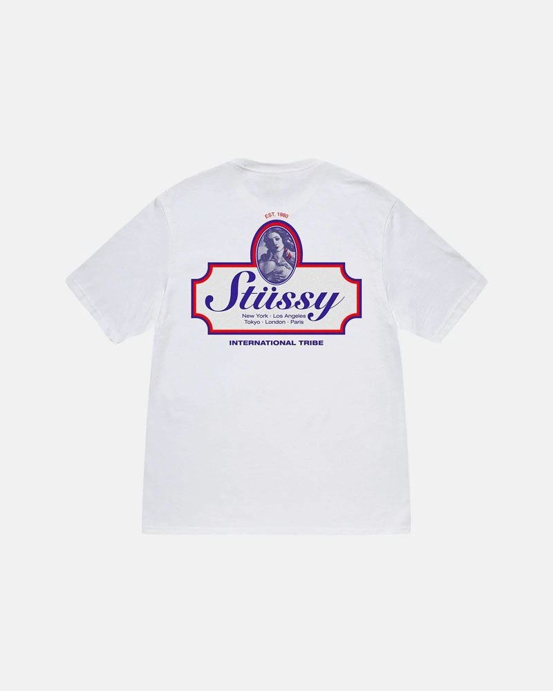 White Stüssy Authentic T-Shirts | USA VTFNRZ796