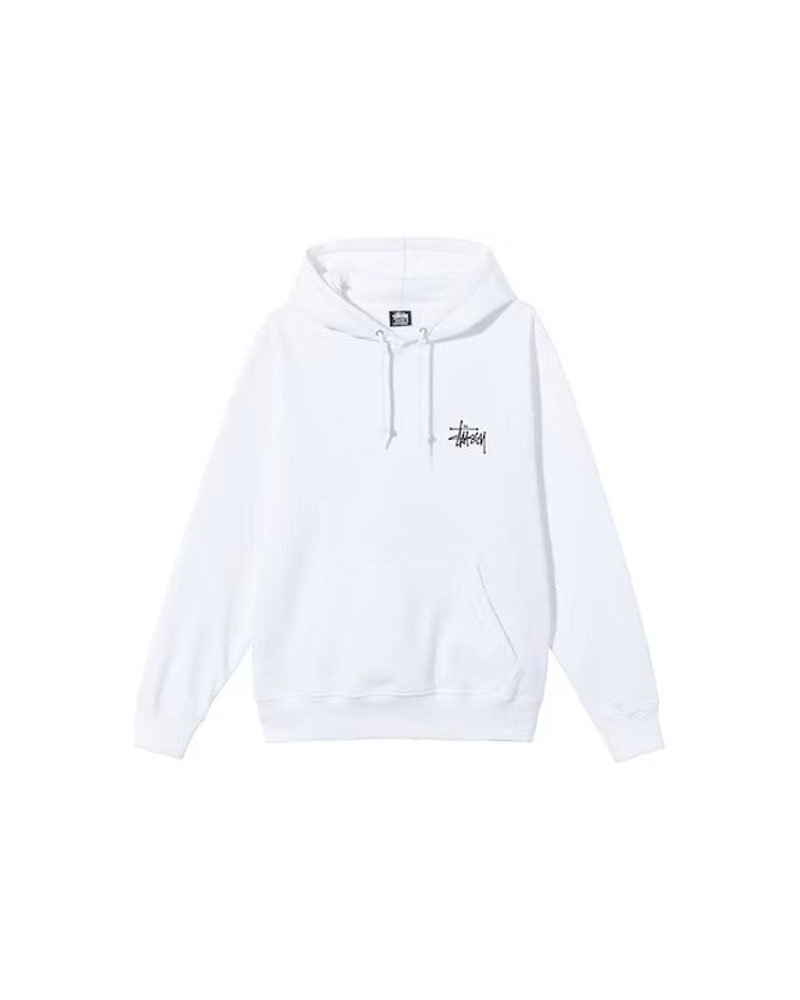 White Stüssy Basic Hoodie | USA PQOJCZ693