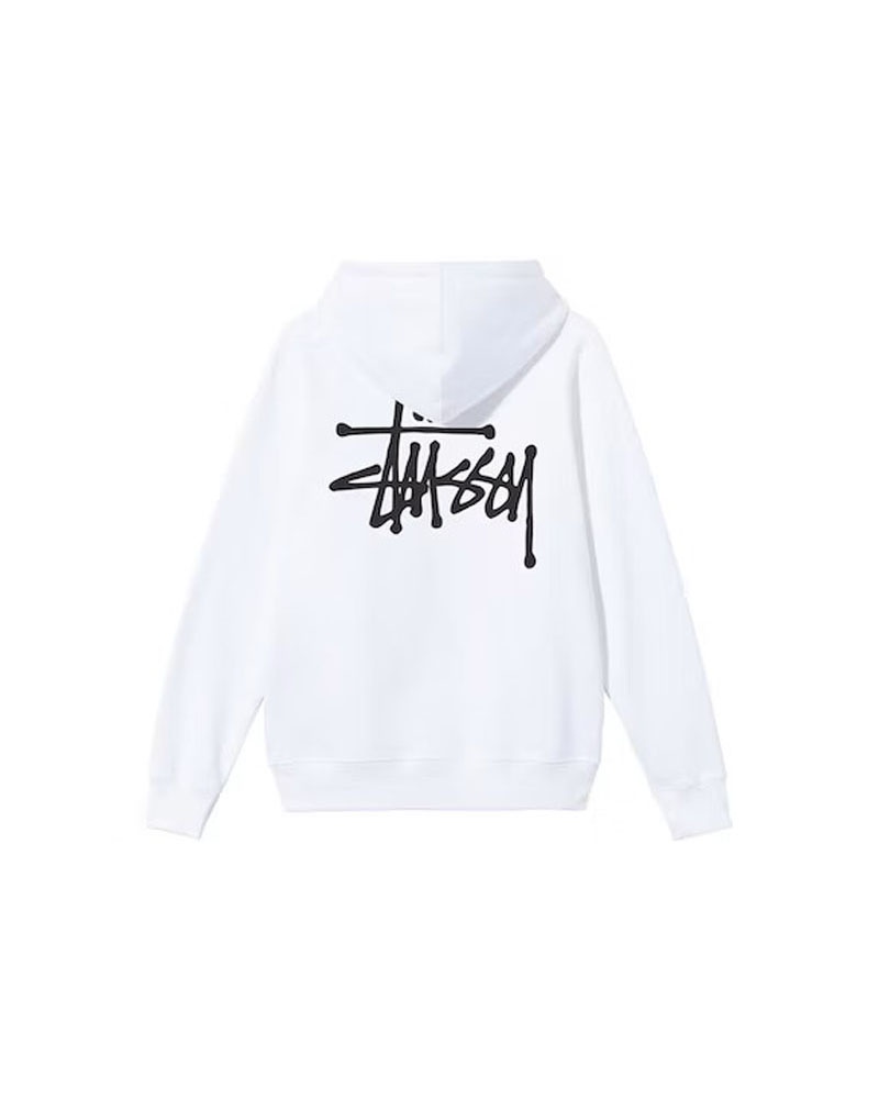 White Stüssy Basic Hoodie | USA PQOJCZ693