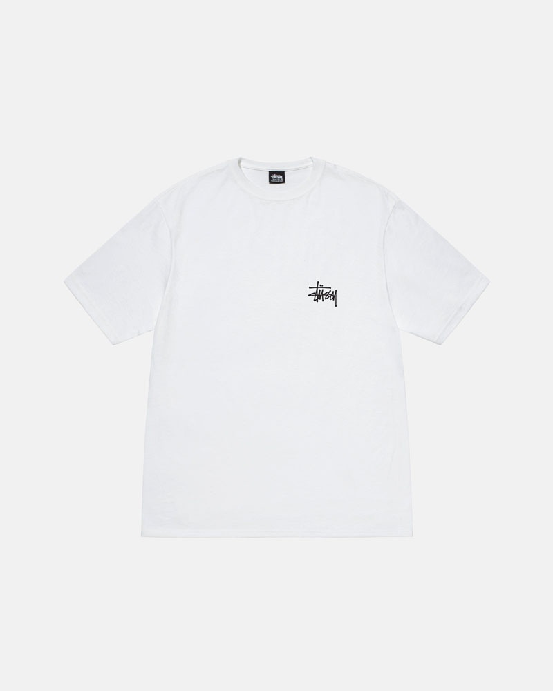 White Stüssy Basic T-Shirts | USA JOFKZD701