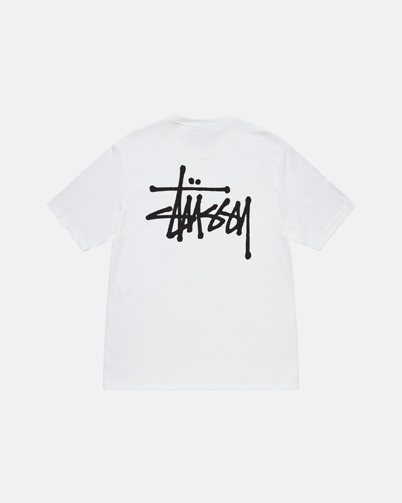 White Stüssy Basic T-Shirts | USA JOFKZD701