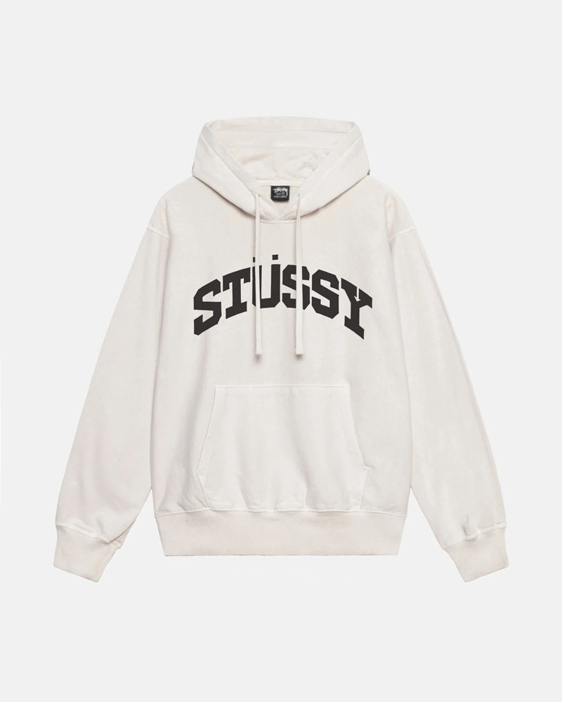 White Stüssy Block Sport Pigment Dyed Hoodie | USA NQBYAP852