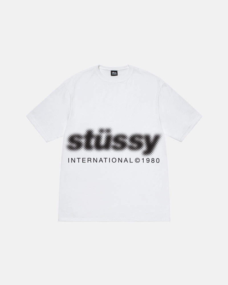 White Stüssy Blur T-Shirts | USA EDNQFP493