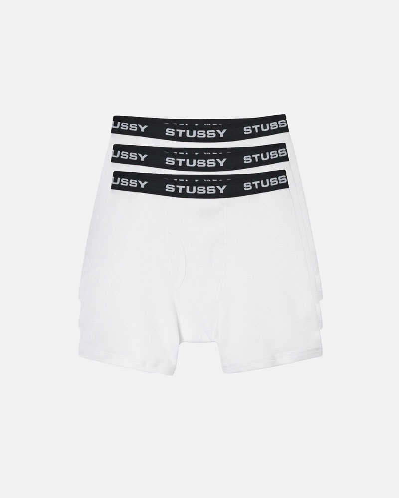 White Stüssy Boxer Briefs Shorts | USA DXJYOI936