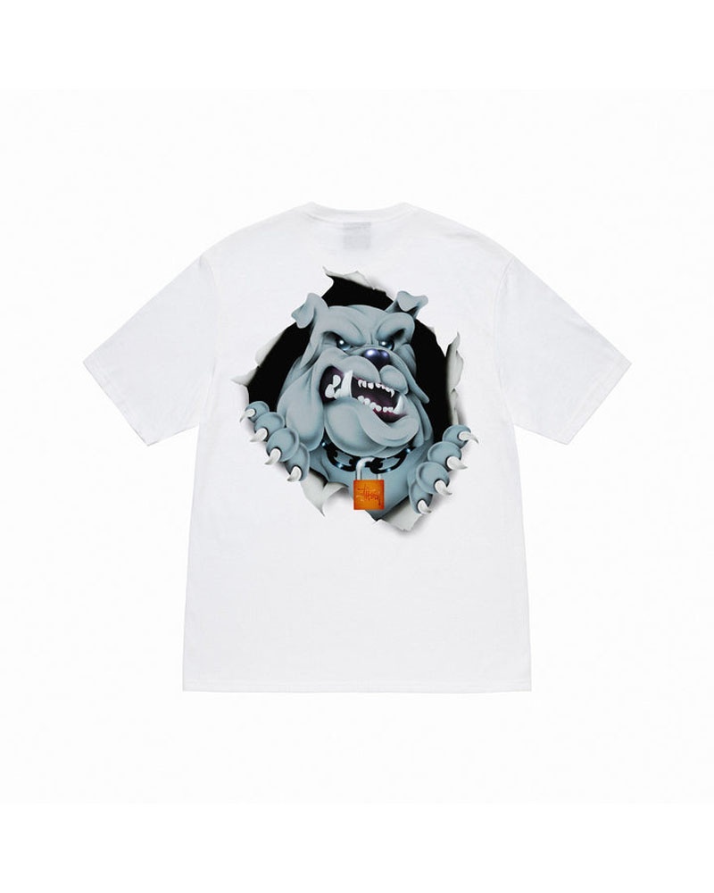 White Stüssy Bulldog Ripper T-Shirts | USA SBWLDT675