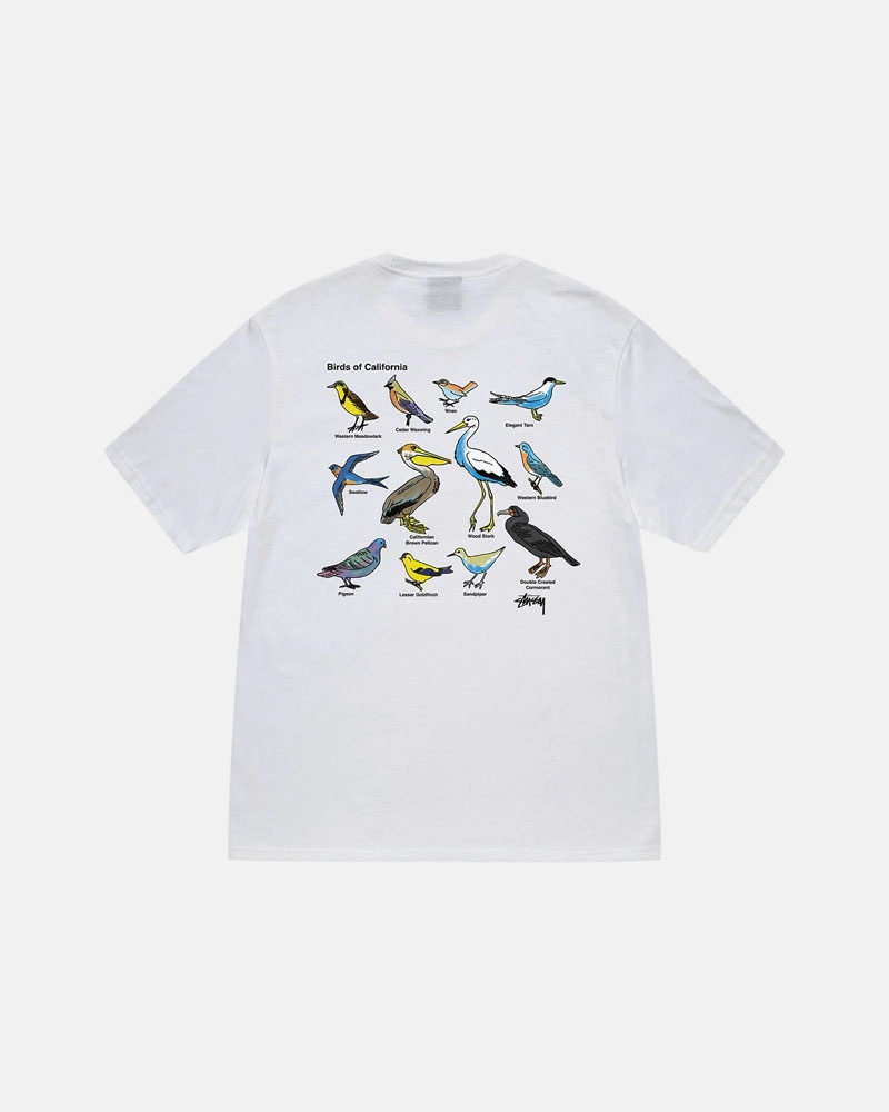 White Stüssy California Birds T-Shirts | USA JXSGMQ982