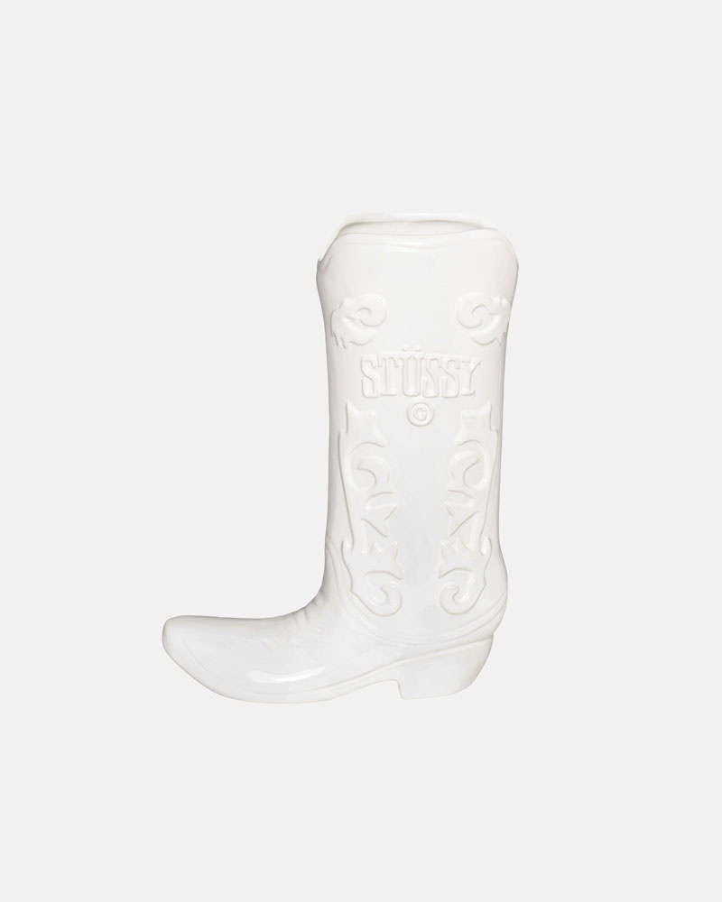 White Stüssy Ceramic Boot Vase Other Accessories | USA AISOWK387