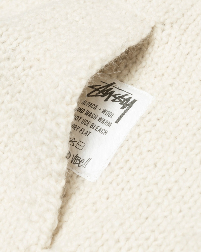 White Stüssy Chunky Knit Zip Hoodie | USA BOKIUL154