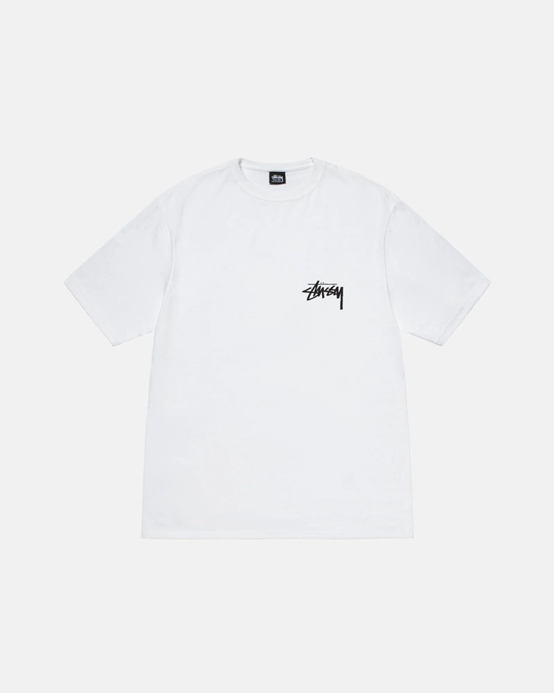 White Stüssy Classic Dot T-Shirts | USA BHNCKI078