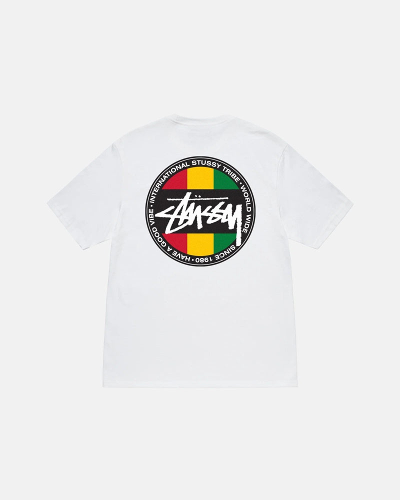 White Stüssy Classic Dot T-Shirts | USA BHNCKI078