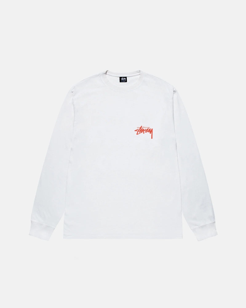 White Stüssy Classroom LS T-Shirts | USA PROSKL137