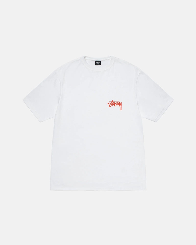 White Stüssy Classroom T-Shirts | USA ZMFUWA412