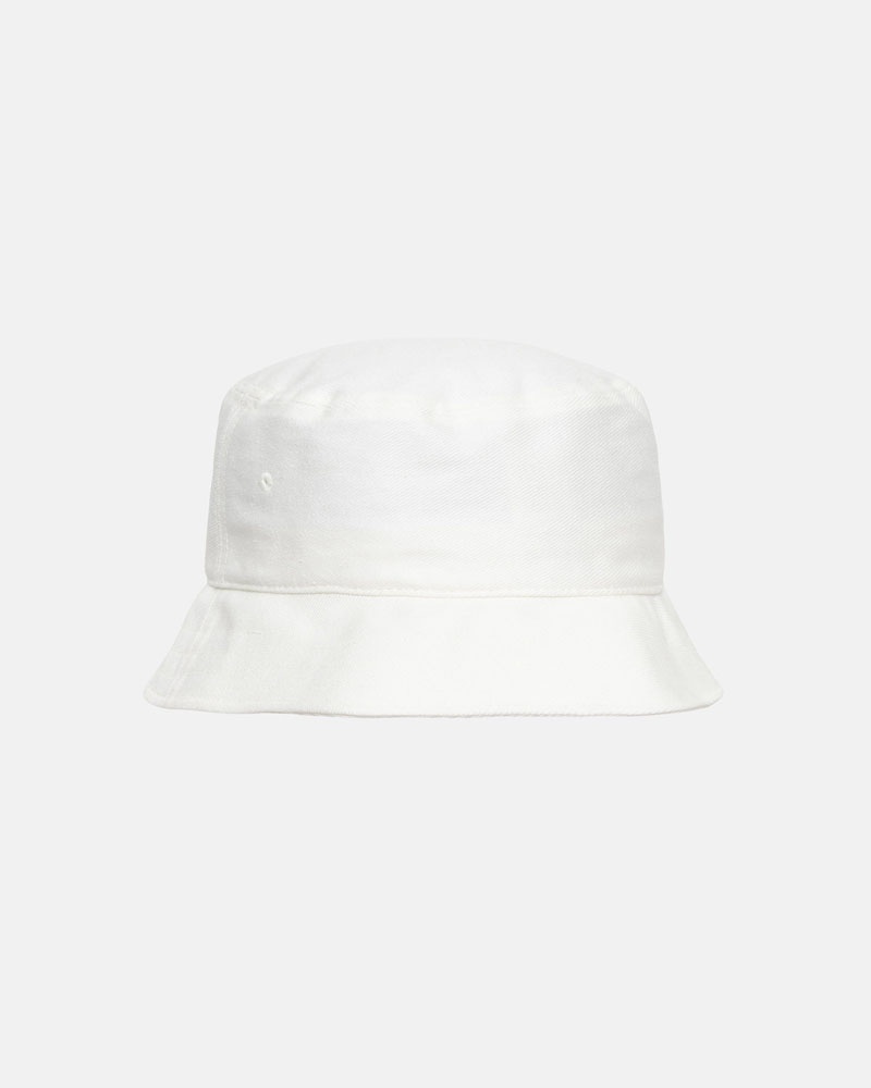 White Stüssy Deep Bucket SS Link Hats | USA KDGJEZ184