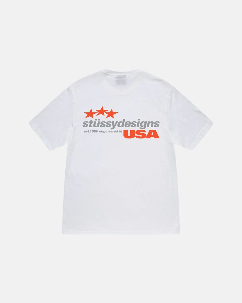 White Stüssy Designs Usa T-Shirts | USA UNKZVJ951