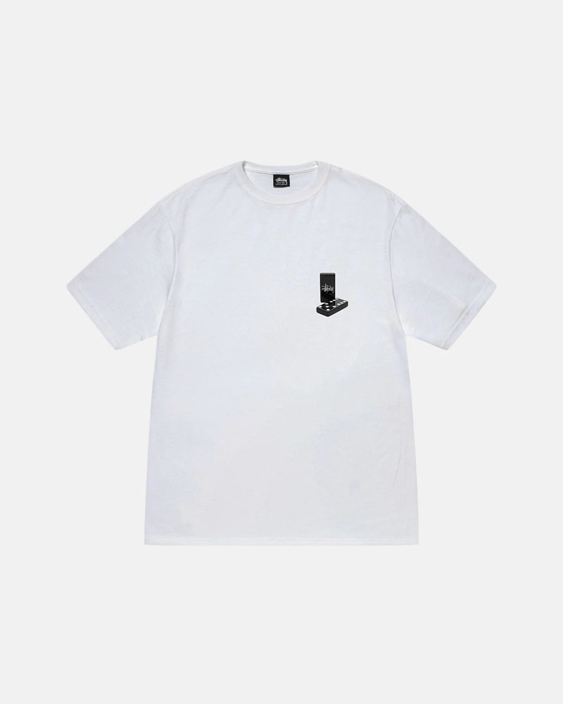 White Stüssy Dominoes T-Shirts | USA KJBAEQ987