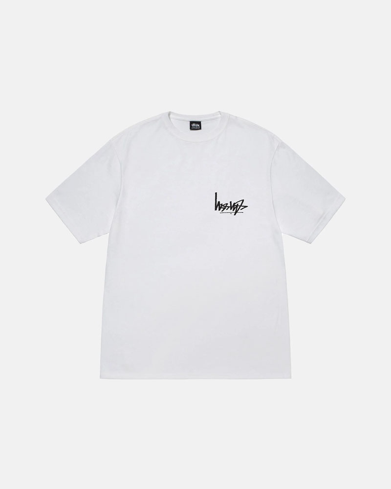 White Stüssy Flipped T-Shirts | USA LQUCRG671