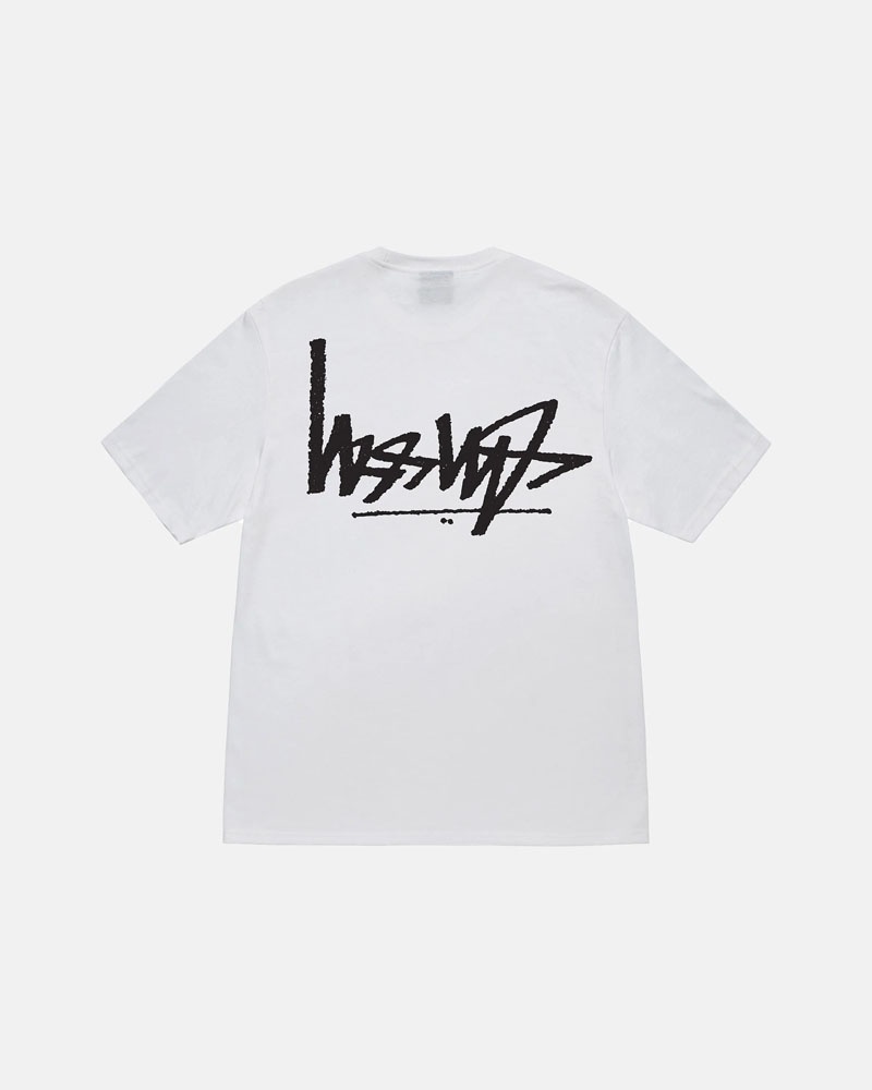 White Stüssy Flipped T-Shirts | USA LQUCRG671